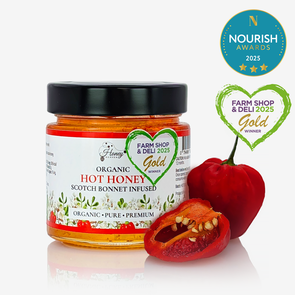 Award-winner organic raw hot honey